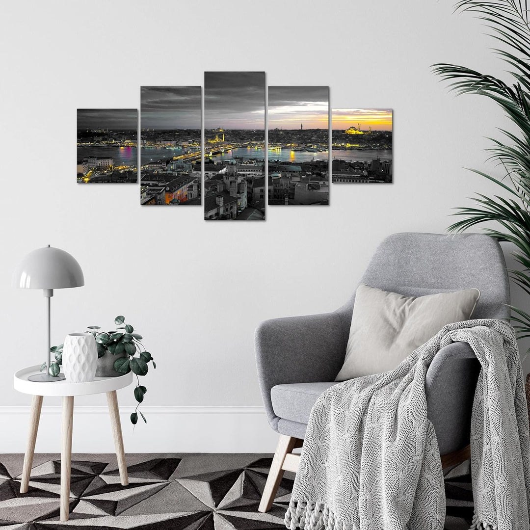 Runa Art Wandbilder Istanbul Türkei 5 Teilig Bild auf Vlies Leinwand Deko Wohnzimmer Schlafzimmer St