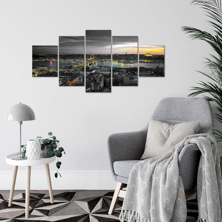 Runa Art Wandbilder Istanbul Türkei 5 Teilig Bild auf Vlies Leinwand Deko Wohnzimmer Schlafzimmer St