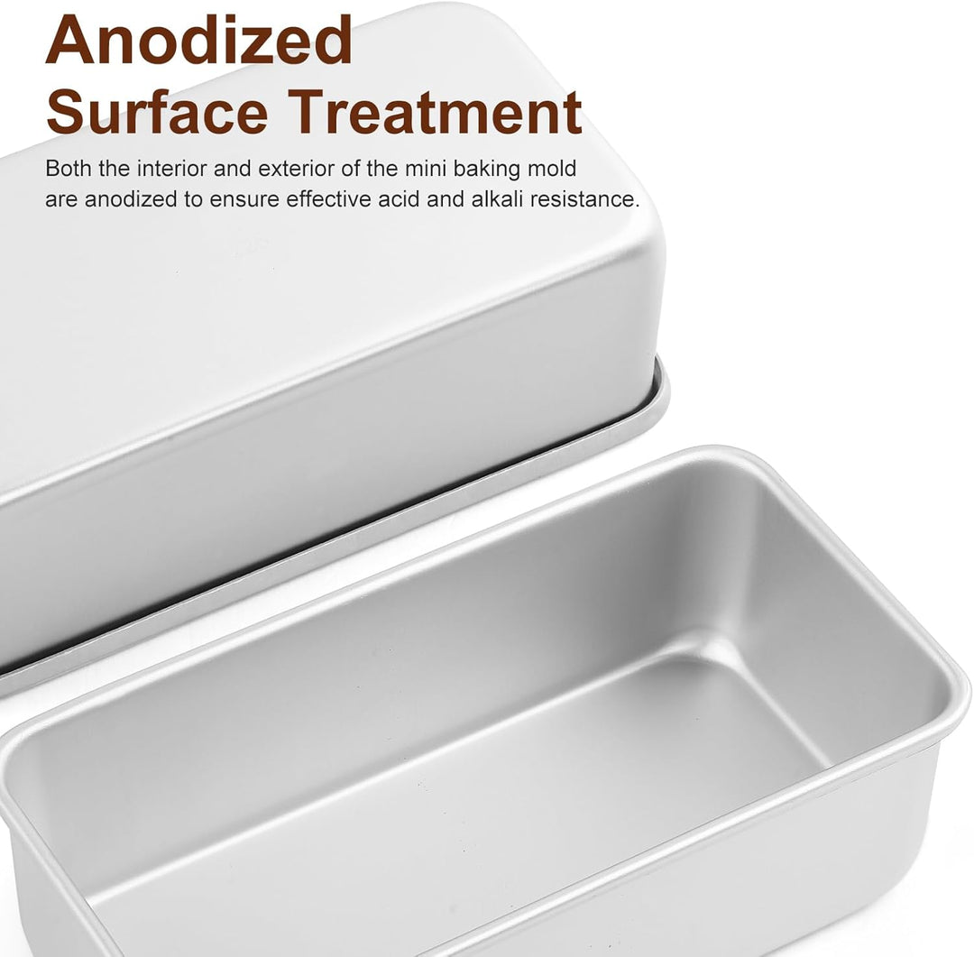 Rechteckig Brotbackform 2er-Set, Eloxiertes Aluminium Kastenform Brotform für Brot/Kuchen/Toast, Sil
