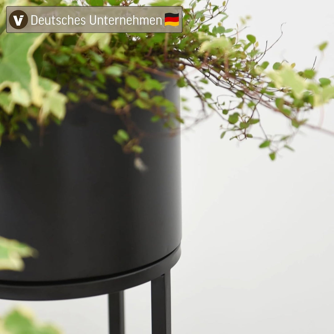 VIVANNO Blumentopf auf Ständer mit Beinen Füssen Gestell Elevate Cross 79 cm, Schwarz Schwarz Matt 7
