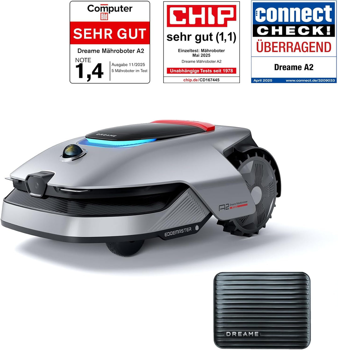 DREAME Mähroboter A2 ohne Begrenzungskabel, 360° 3D LiDAR + AI Vision, Auto-Begrenzungseinrichtung,3
