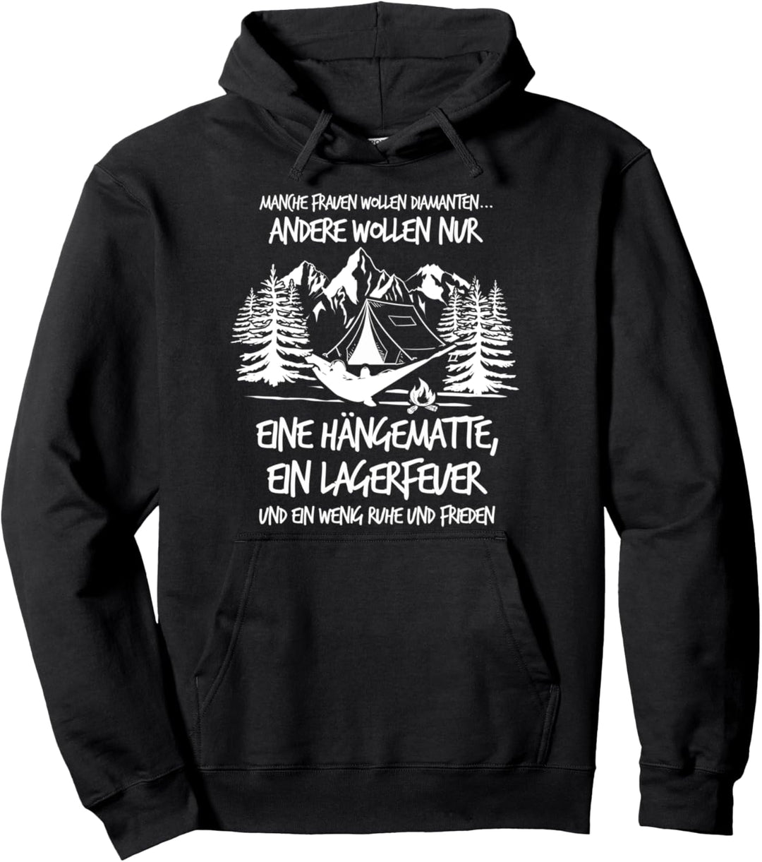 Frauen: Hängematte statt Diamanten - Camping Wandern Pullover Hoodie