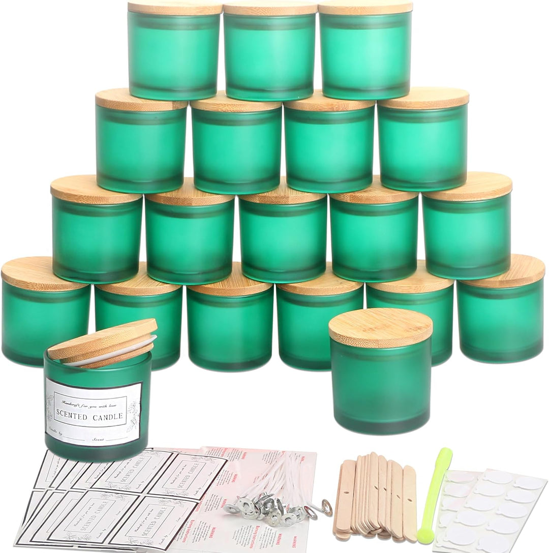 MILIVIXAY 20 Stück 118 g mattgrüne Glaskerzengläser mit Deckel und Kerzenherstellungs-Kits – Grosspa