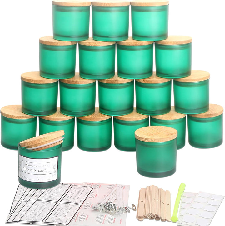 MILIVIXAY 20 Stück 118 g mattgrüne Glaskerzengläser mit Deckel und Kerzenherstellungs-Kits – Grosspa