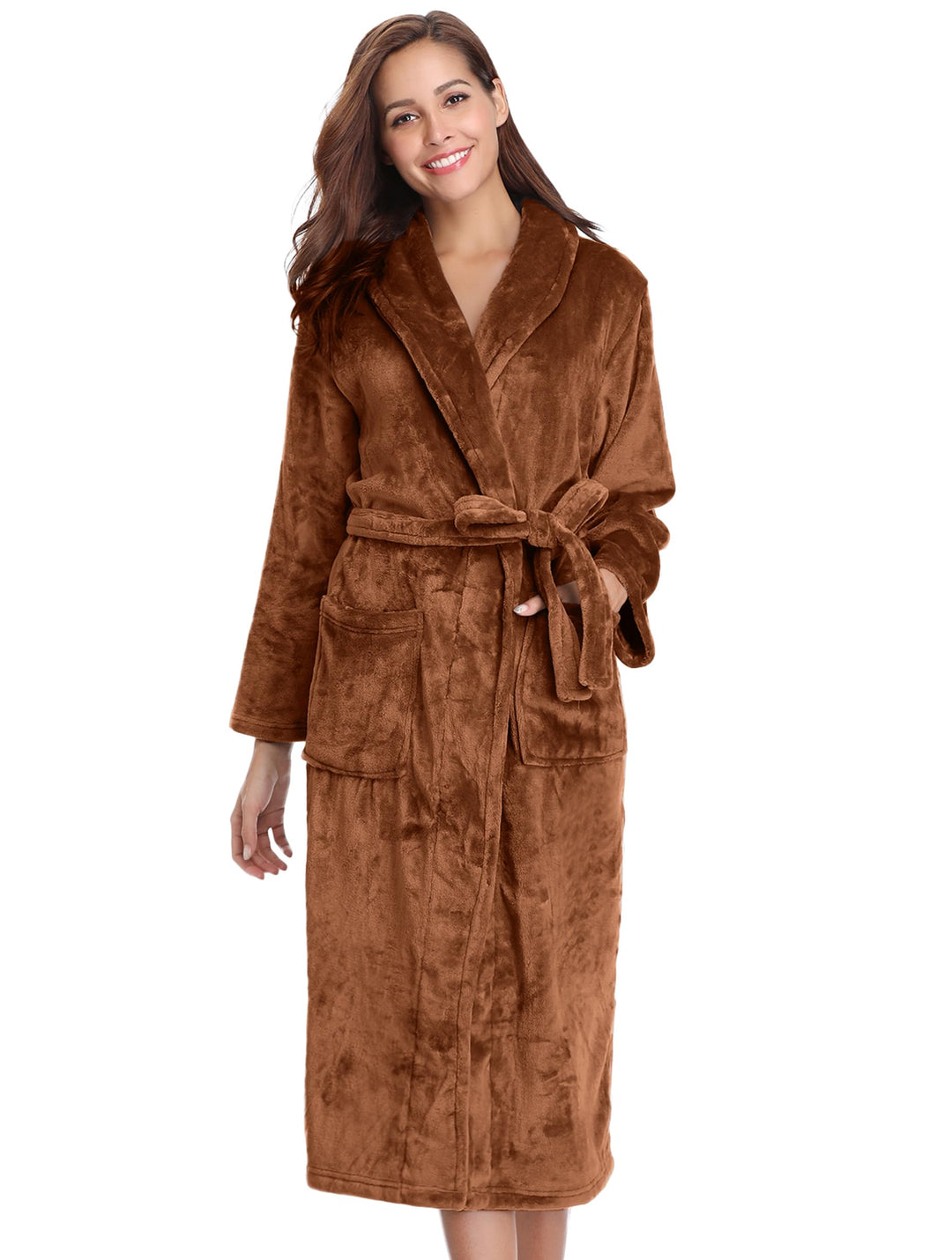 Vlazom Damen Bademantel Flanell Weiche Winter Bademantel Saunamantel Morgenmantel Lange Ärmel Hausma