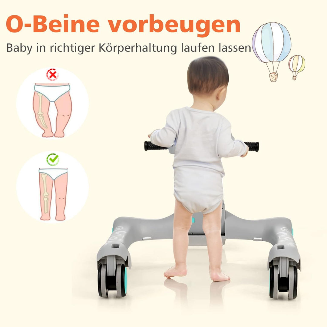 DREAMADE 2 in 1 Lauflernhilfe mit Musik & Licht, Baby Walker Höhenverstellbar & Klappbar, Gehfrei La