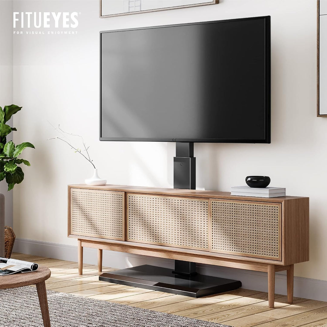 FITUEYES TV Bodenständer Serie-S mit Eisenbasis TV Standfuss Höhenverstellbar Schwenkbar für 32-75 Z
