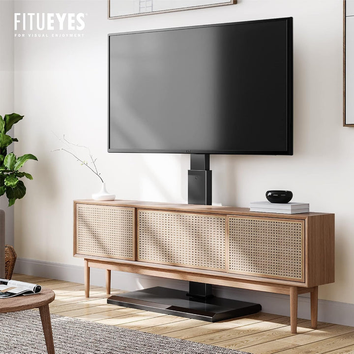 FITUEYES TV Bodenständer Serie-S mit Eisenbasis TV Standfuss Höhenverstellbar Schwenkbar für 32-75 Z