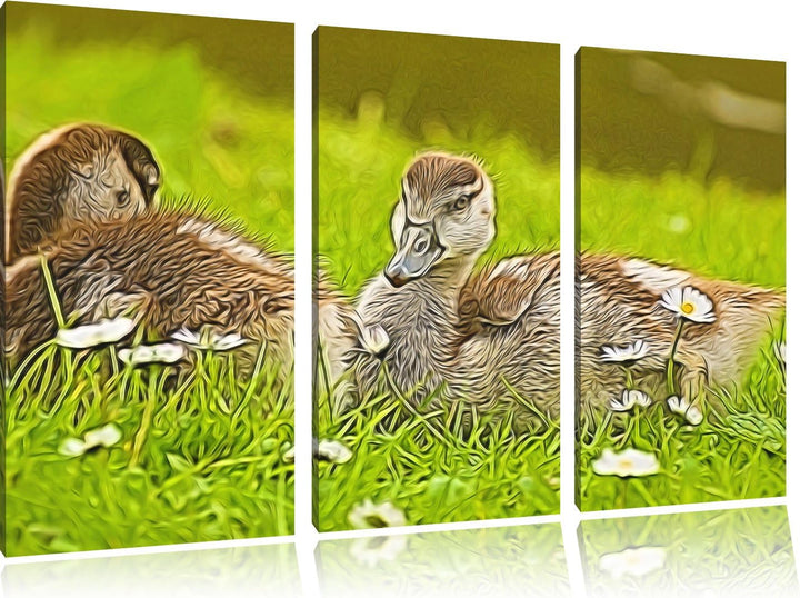 Kühe auf Wiese 3 Teilig, Gesamtgrösse 120x80 cm auf Leinwand, XXL riesige Bilder fertig gerahmt mit