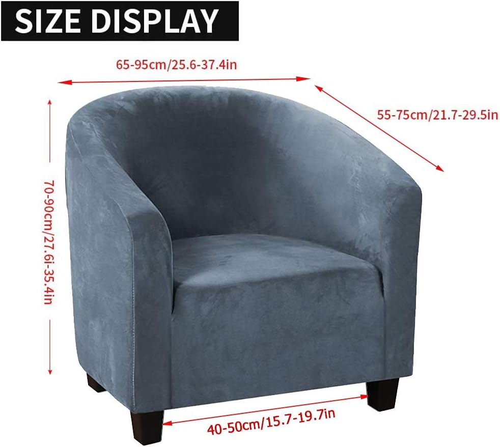 Mingfuxin Samt-Stuhlbezüge für Wannen, Hohe Dehnung Schalenstuhlbezüge Sessel Sofabezug Schonbezug S