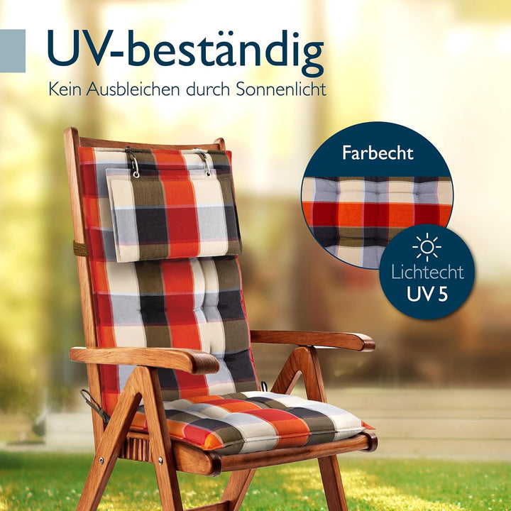 Beautissu 3er Set Premium Hochlehner Auflage Kopfpolster 120x50cm Sun-HL – 8cm Dick Polster Gartenst