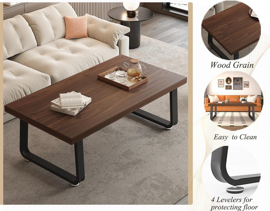 HSH Couchtisch Schwarz 100 x 55 x 46.5 cm Walnuss, 55T x 100B x 46.5H cm Walnuss