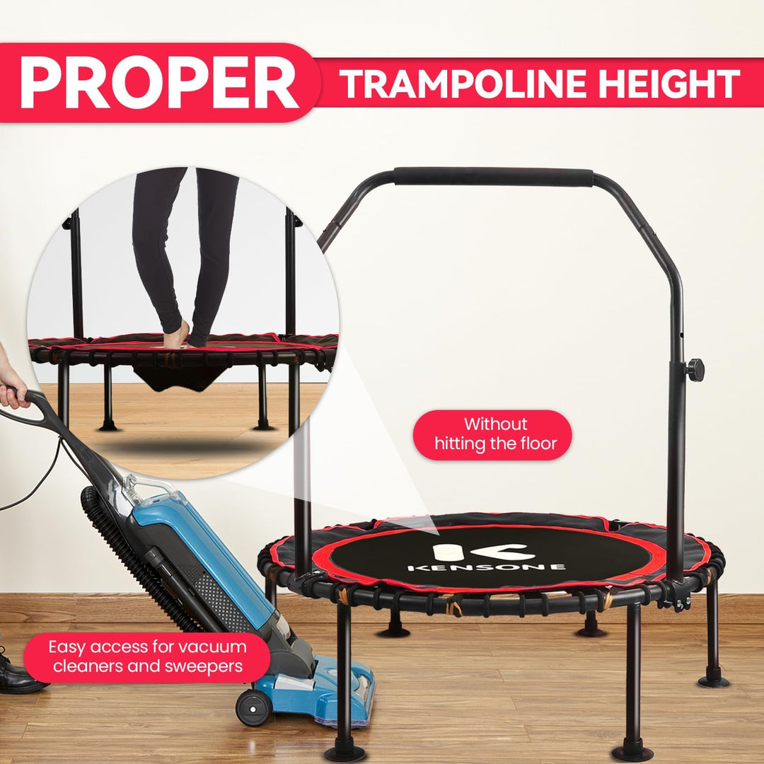 40/48 Zoll Faltbares Rebounder Trampolin für Erwachsene mit Bungee, 450/250 kg leises Indoor-Mini-Tr