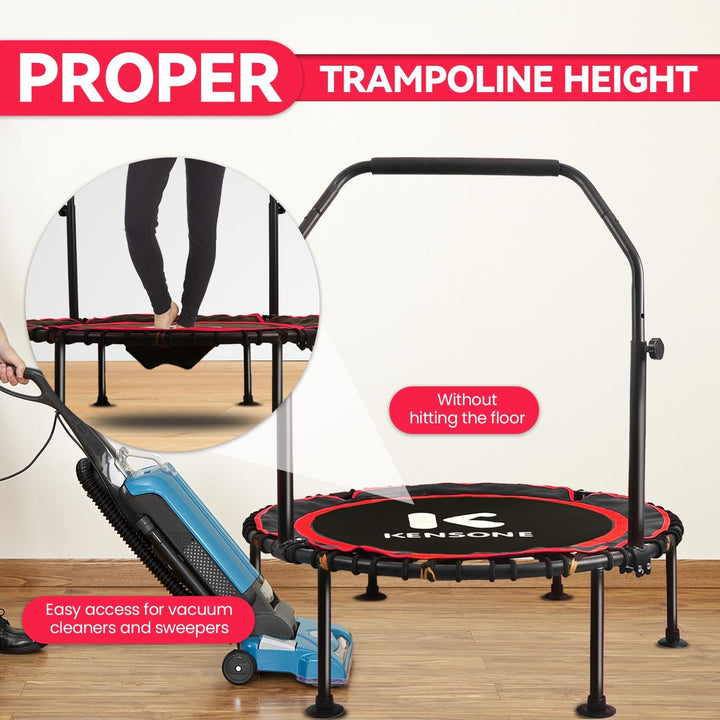 40/48 Zoll Faltbares Rebounder Trampolin für Erwachsene mit Bungee, 450/250 kg leises Indoor-Mini-Tr