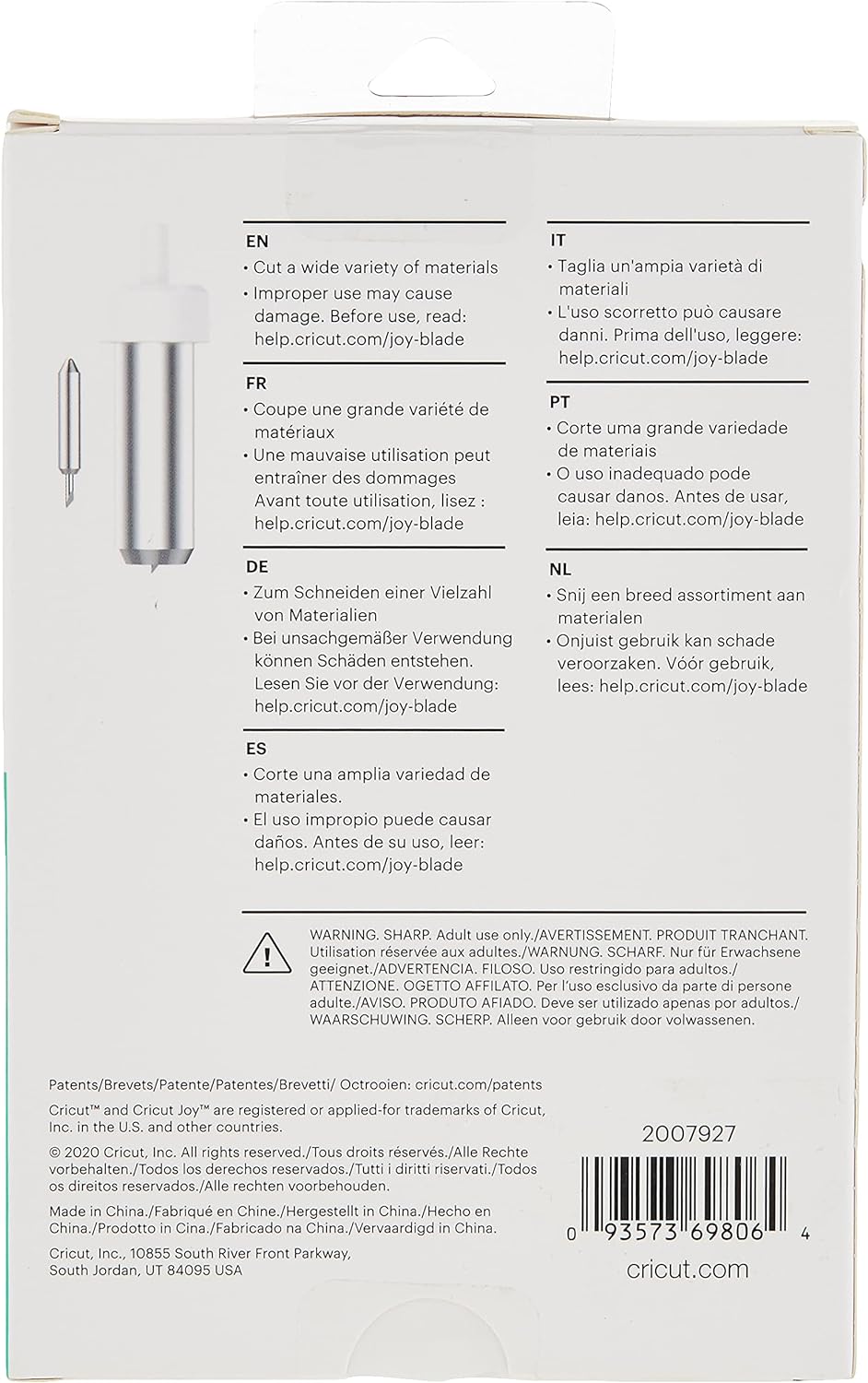 Cricut 2007927 Replacement Blades, Silver, for Joy &amp; Joy Smart Label beschreibbares Vinyl, White Bun