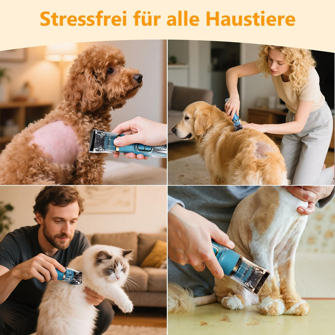 Profi-Hundeschermaschine für dichtes Fell - 55dB Leise, 3 Geschwindigkeitsstufen, IPX5 Spritzwassers