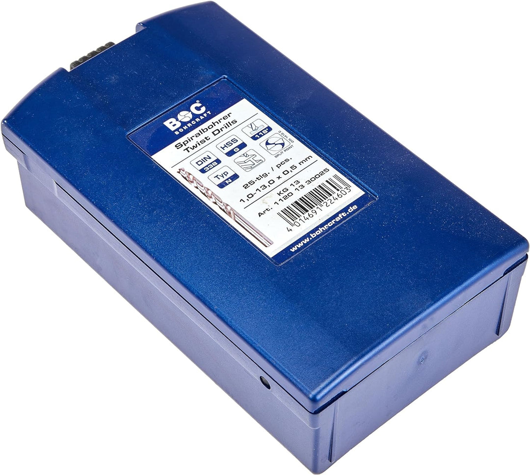 HSS-G DIN 338 geschliffen Typ N in ABS-Box 25-tlg. 1,0-13,0 x 0,5 mm stg. / KG13