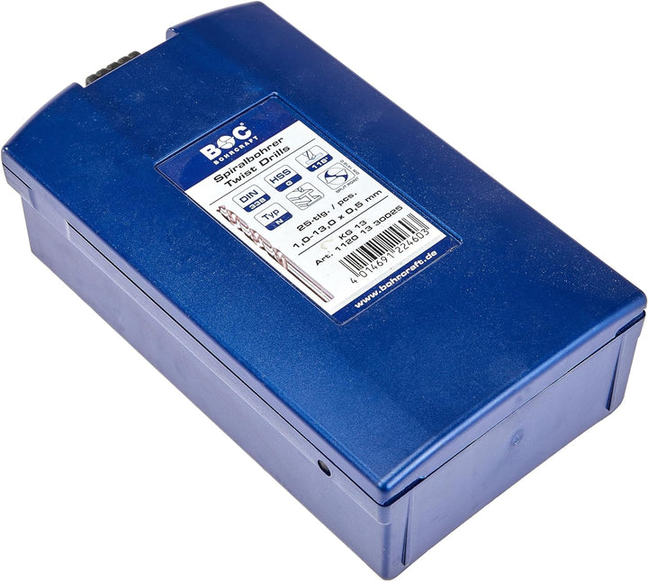 HSS-G DIN 338 geschliffen Typ N in ABS-Box 25-tlg. 1,0-13,0 x 0,5 mm stg. / KG13