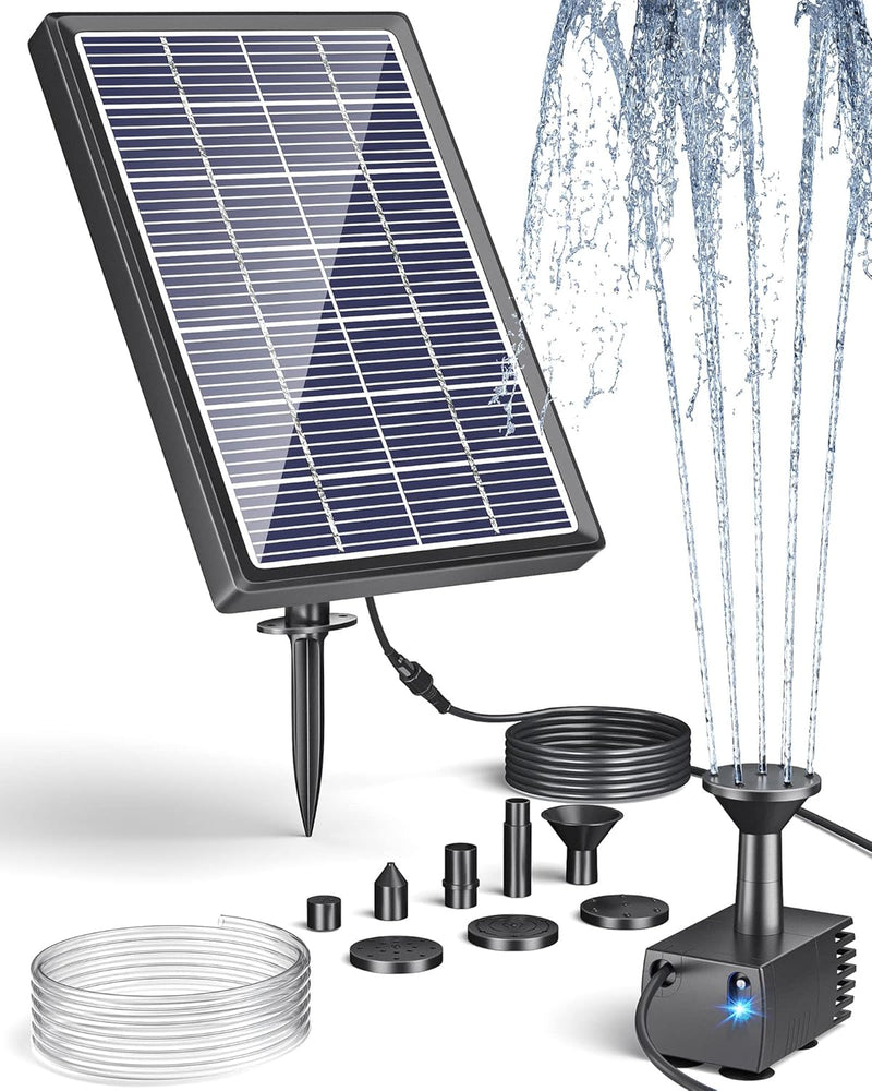 Biling Solar-Springbrunnen mit Panel, Wasserpumpe für Vogelbad, 3.5W Solar-Wasserbrunnen mit 4ft Was