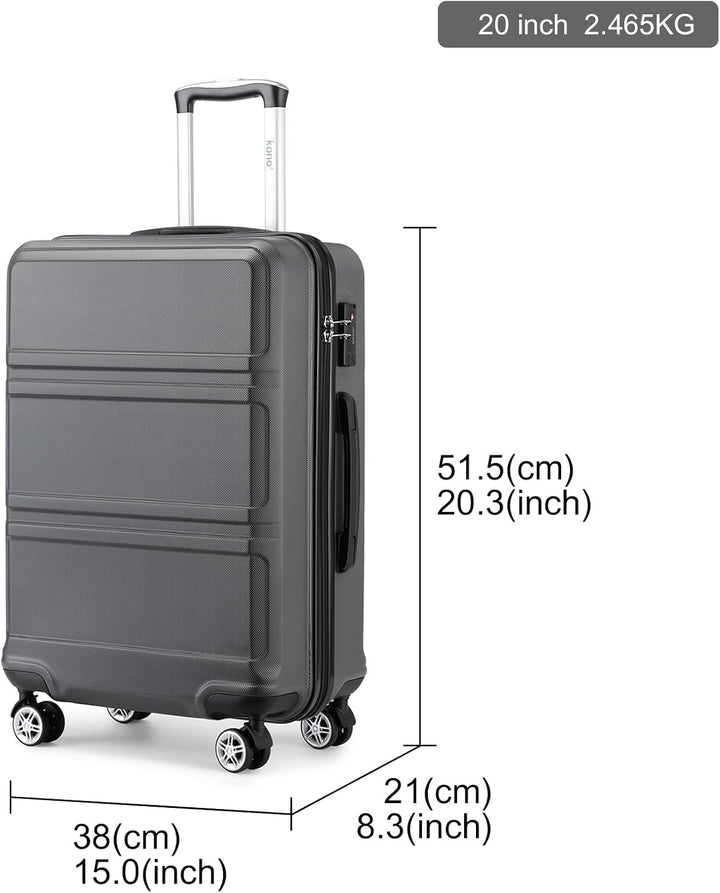 KONO Koffer Trolley Hartschale Handgepäck Zwillingsrollen Leichtgewicht ABS Kabinentrolley Reisekoff