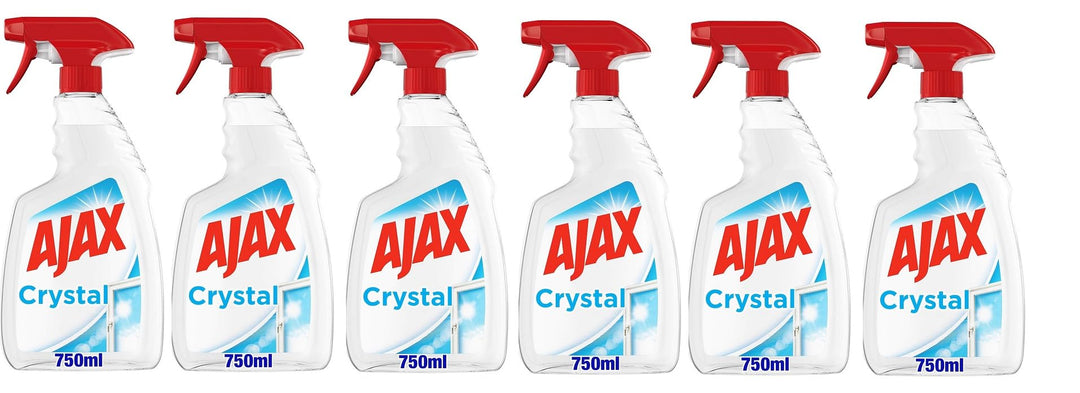 6x Ajax Reinigungsmittelspray Crystal Clean Gläser 750 ml | Sprühen Sie Glasreiniger mit Ammoniak I