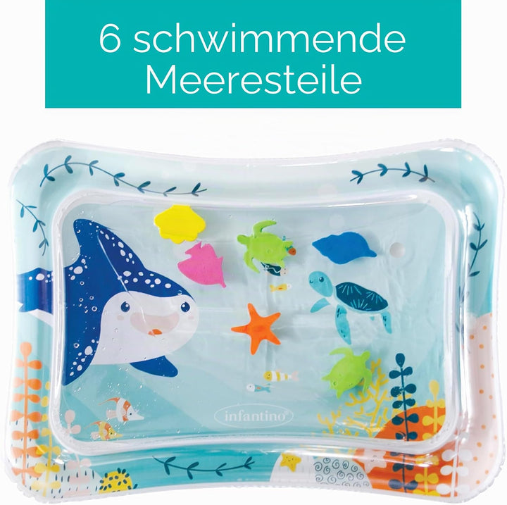 Infantino Jumbo Pat & Play Wassermatte, Wassermatte mit Meeresmotiven, schmutzfreies Wasserspiel für