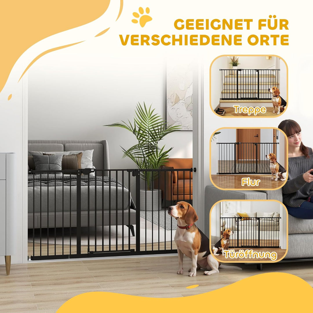 PawHut Türschutzgitter Hunde, Absperrgitter, 74-147,5 cm, Treppenschutzgitter für Haustier, Hundegit