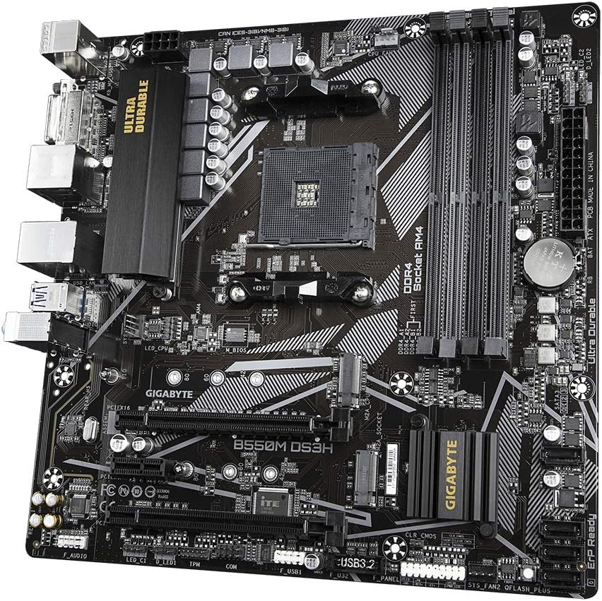 Gigabyte B550M DS3H Mainboard schwarz, único