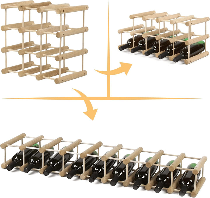 Weinregal Modular Eiche, für 12 Flaschen oder mehr, Flaschenregal, Weinständer, Getränkeregal, Flasc