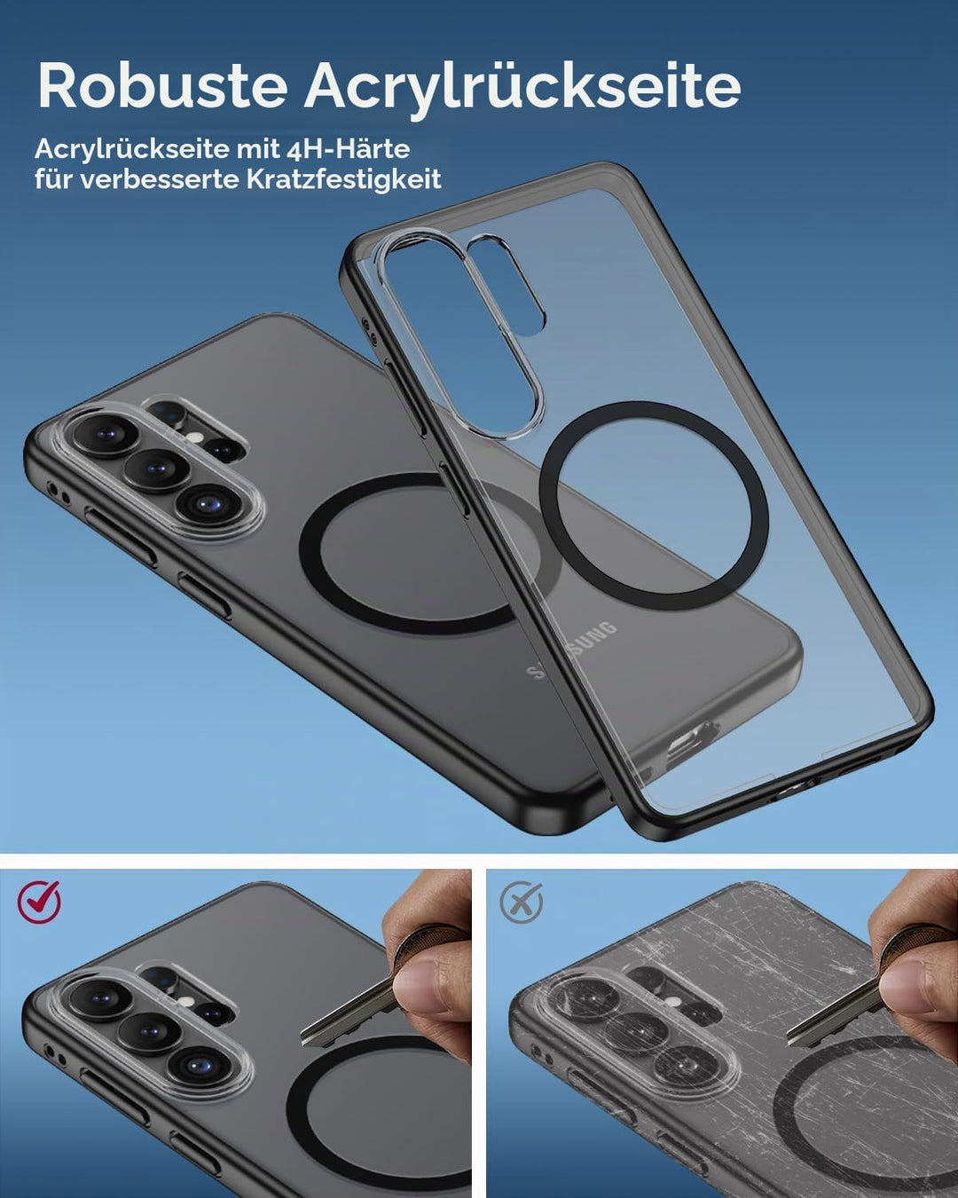 Miimall Magnetische Hülle Kompatibel mit Samsung Galaxy S26 Ultra Hülle Ultradünn 2026, PC+TPU Stoss