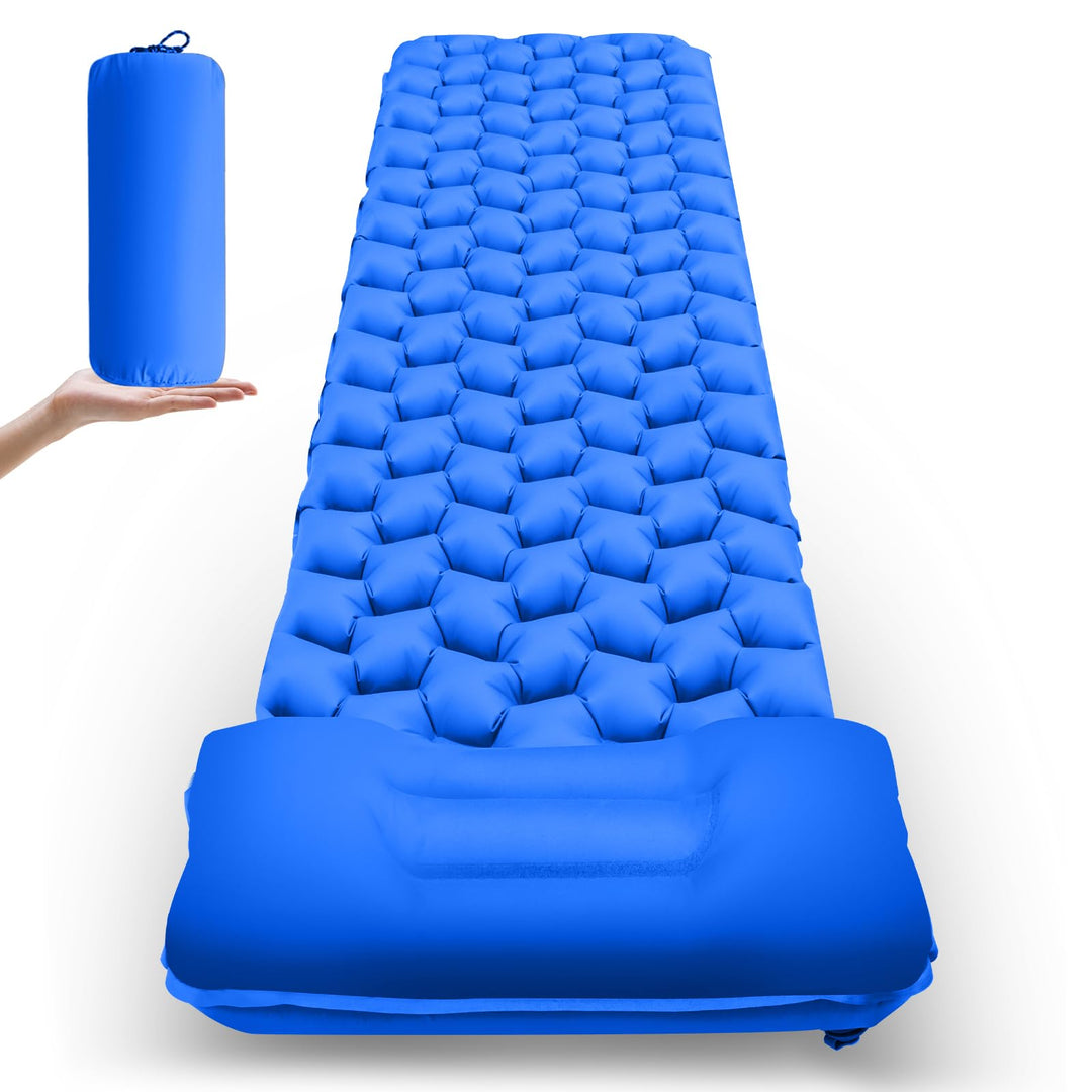 Isomatte Camping, Ultraleichte Aufblasbare Isomatte mit Kissen, wasserdichte und Feuchtigkeitsbestän