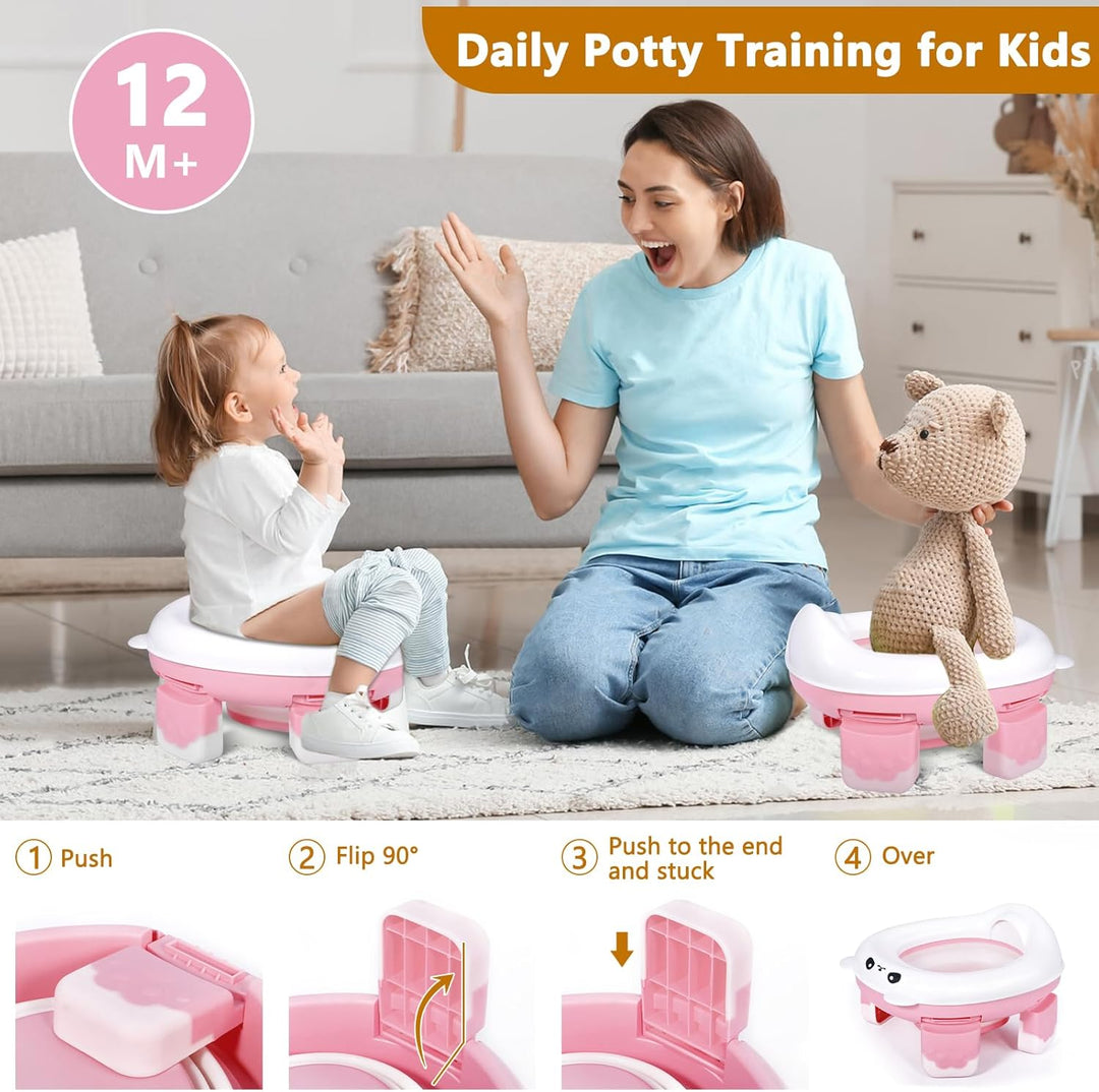 Toilettensitz Kinder, Töpfchen für Unterwegs, Reisetoilette Kinder, Faltbares Töpfchen, Anti-Rutsch-
