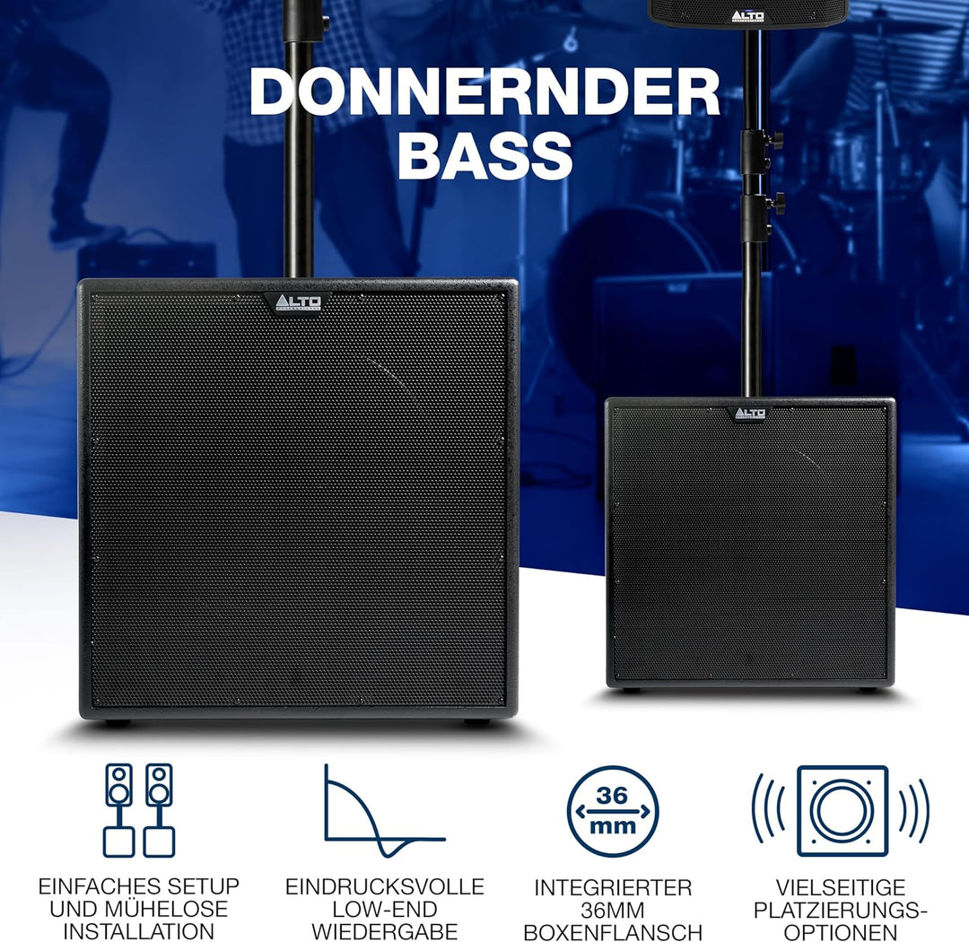 ALTO TX12S 900W 12-Zoll Aktiv Subwoofer, DSP-optimierter PA Anlage mit 2-Zoll Schwingspule, überrage