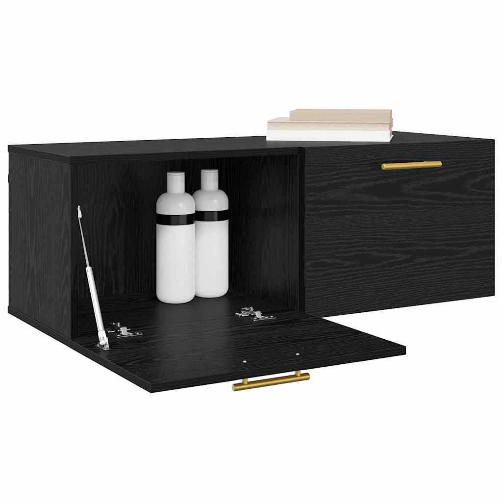 vidaXL Wandschrank Schwarz Eichen-Optik 100 x 36,5 x 35 cm, Wohnzimmer, moderner Stil, viel Stauraum