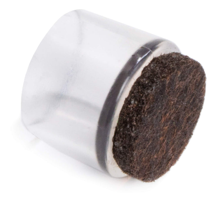 Adsamm® / 32 x Stuhlbeinkappen mit Filz / Transparent / Ø 24 - 25 mm / rund / Filz-Möbelgleiter für