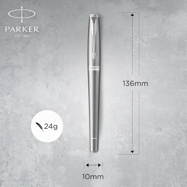 Parker Urban Füller | Metro Metallic | Füllfederhalter mit mittlerer Feder und blauer Tinte | Gesche
