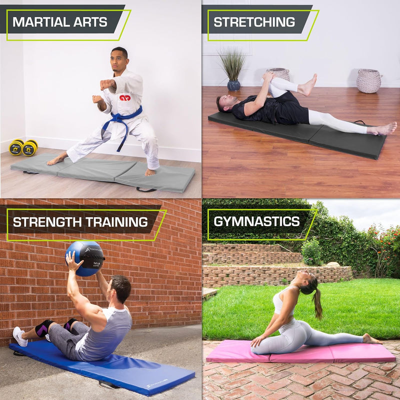 ProsourceFit Gymnastikmatte, dreifach faltbar, dick, mit Tragegriffen für Tumbling, MMA, Kampfsport,