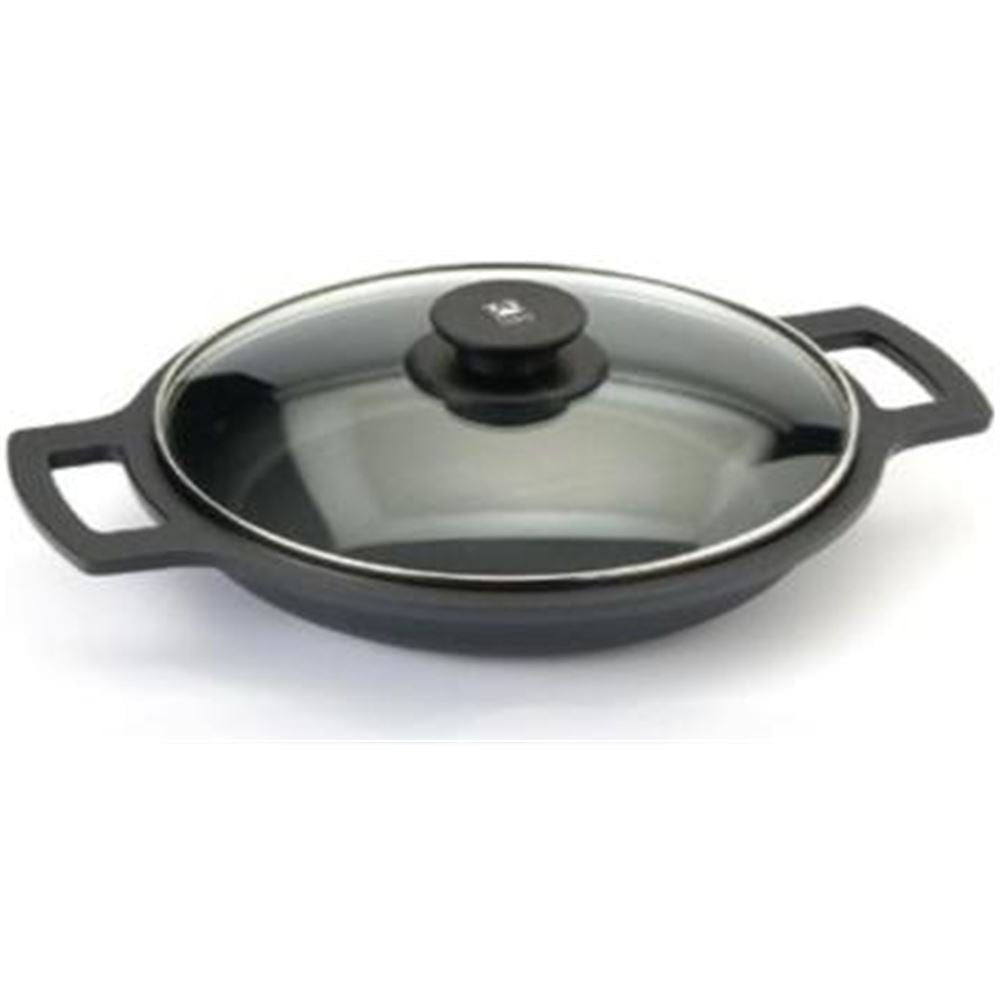 BRA Efficient | Niedriger Kochtopf mit Glasdeckel und abnehmbaren Silikongriffen, 32 cm, für alle He