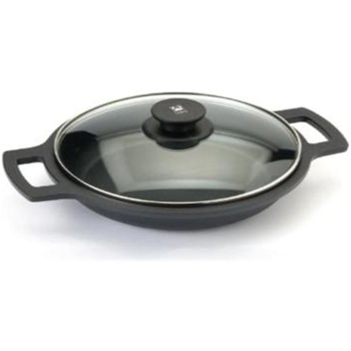 BRA Efficient | Niedriger Kochtopf mit Glasdeckel und abnehmbaren Silikongriffen, 32 cm, für alle He