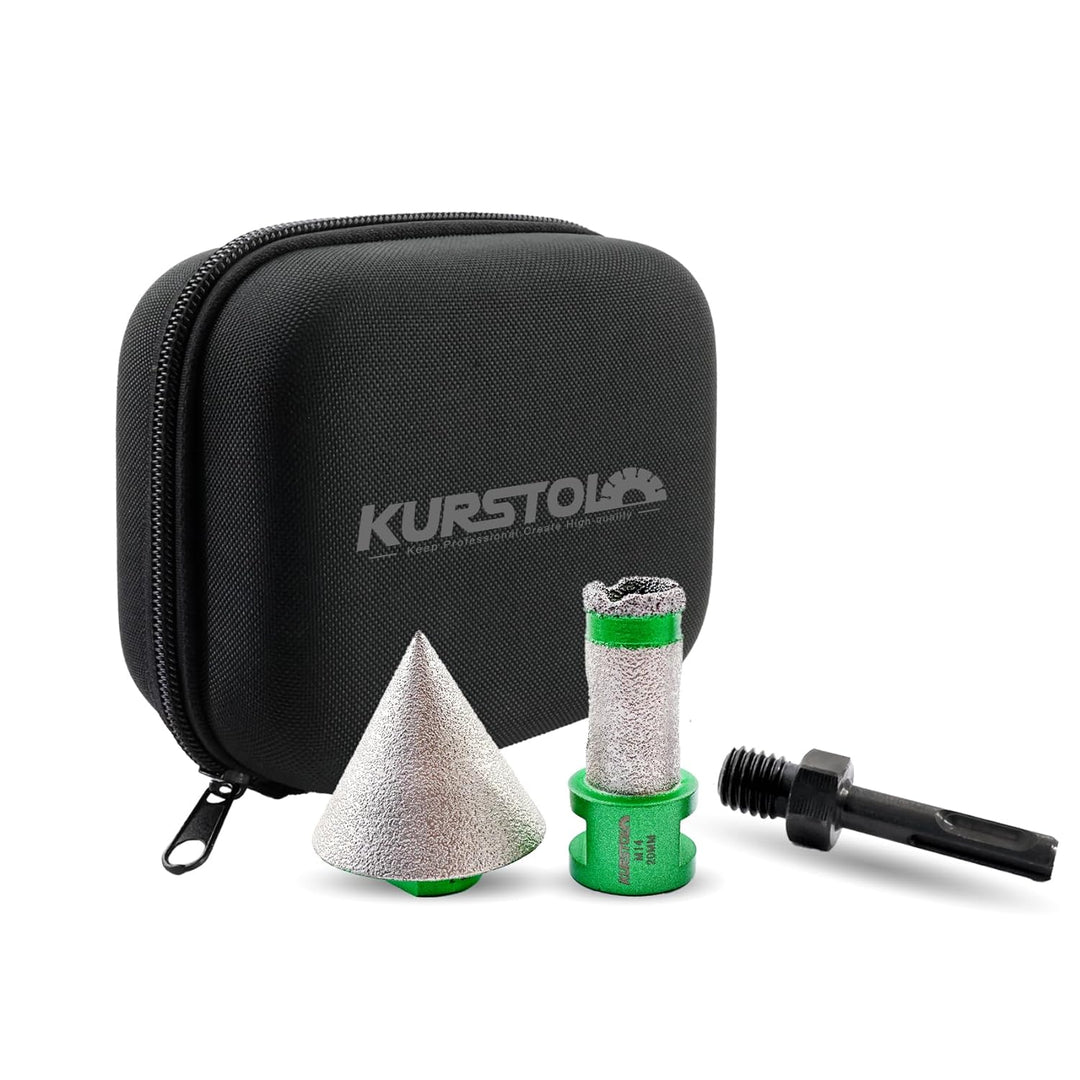 KURSTOL Diamant-Bohrkrone Kit - Diamantbohrer Dreikant Schaft 20mm+50mm Diamant Fingerfräser+SDS PLU