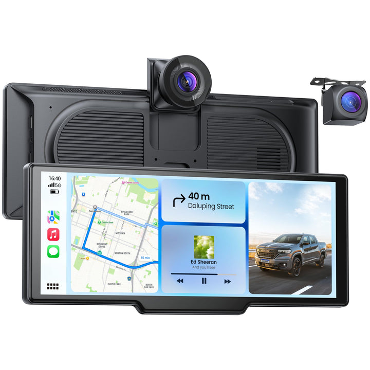 9,26" Tragbarer CarPlay Display für Apple CarPlay &amp; Android Auto mit 4K-Dashcam &amp; HD-Rückfahrkamera,