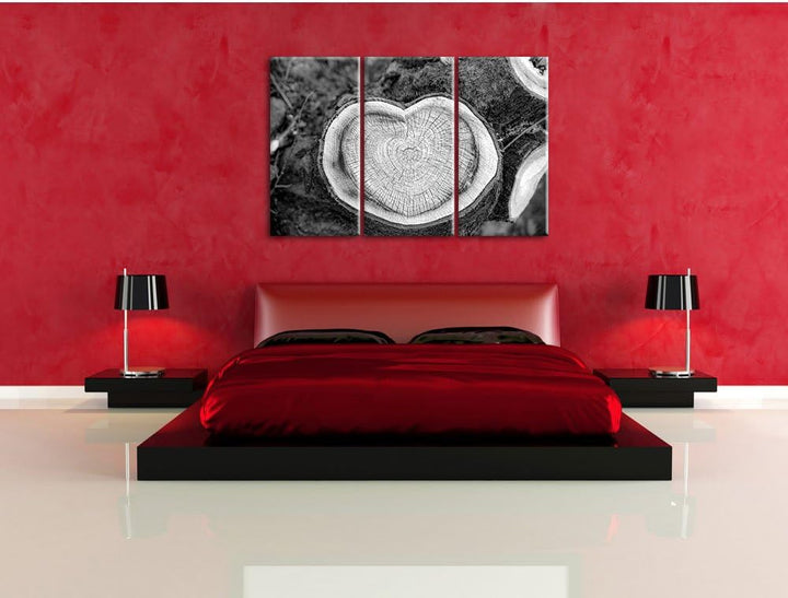 Pixxprint Jahresringe am Baumstamm als Leinwandbild/Grösse: 3 Teilig (120x80) cm/Wandbild/Kunstdruck