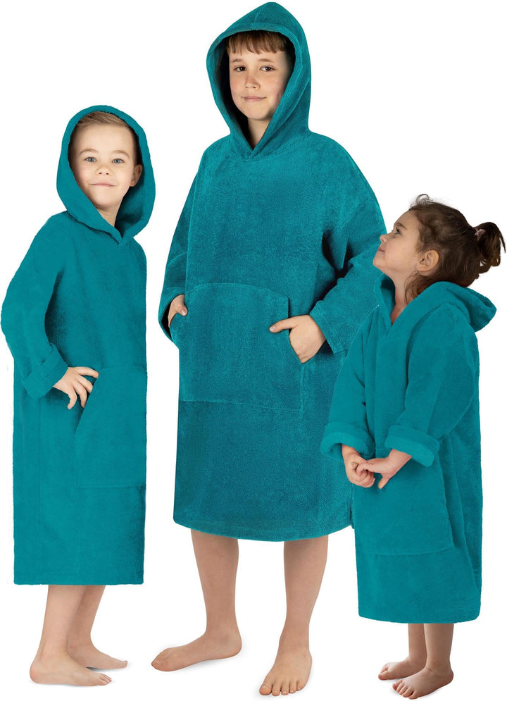 normani Kinder Langarm Badeponcho - Frottee Kapuzenhandtuch für Jungen und Mädchen 2-5 Jahre Blau, 2