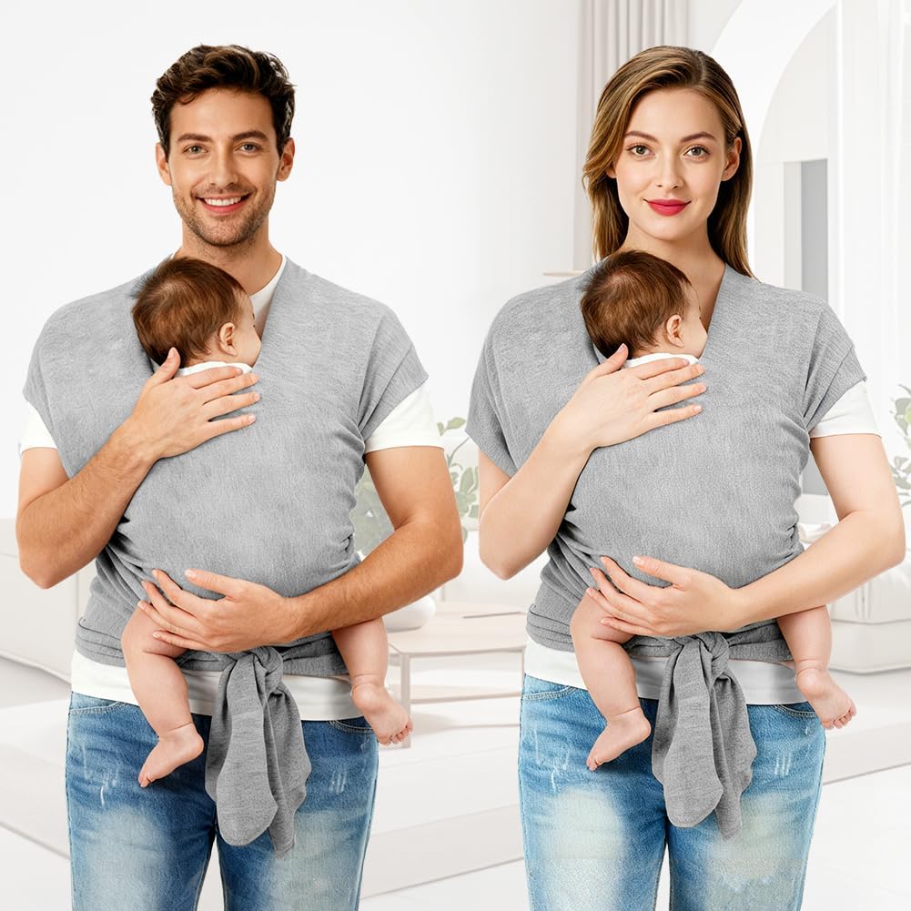 AOOWU Babytrage Tragetuch Baby Neugeborene bis 15 kg - Freihändiges Babytragetuch -Einfach Anzuziehe