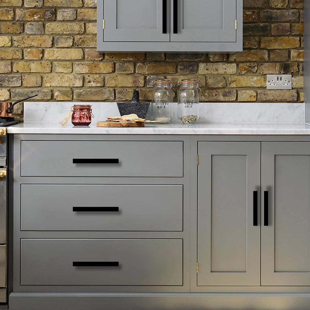 LONTAN 15 Stück Griffe für Küchenschränke Schwarz Schrankgriffe Schwarz 128mm lochabstand Küchengrif