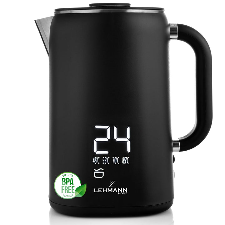 Lehmann Edelstahl Wasserkocher mit Temperaturhaltung, 1,7 Liter, Temperaturkontrolle 45-100℃, Edelst