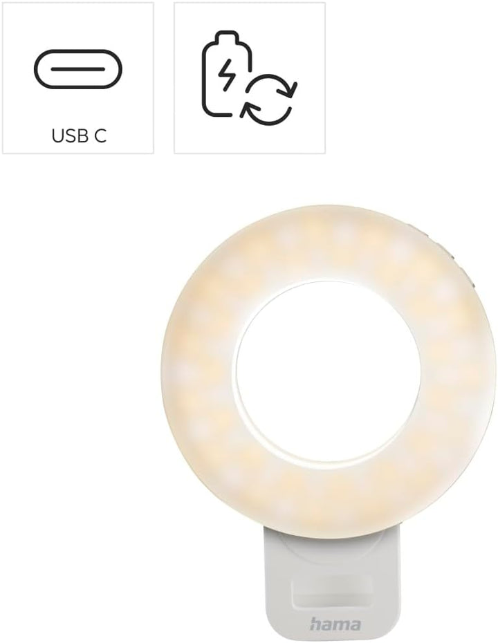 LED-Ringleuchte Togo, Clip-On-Ringlicht für Handy, aufladbar, 3 Modi