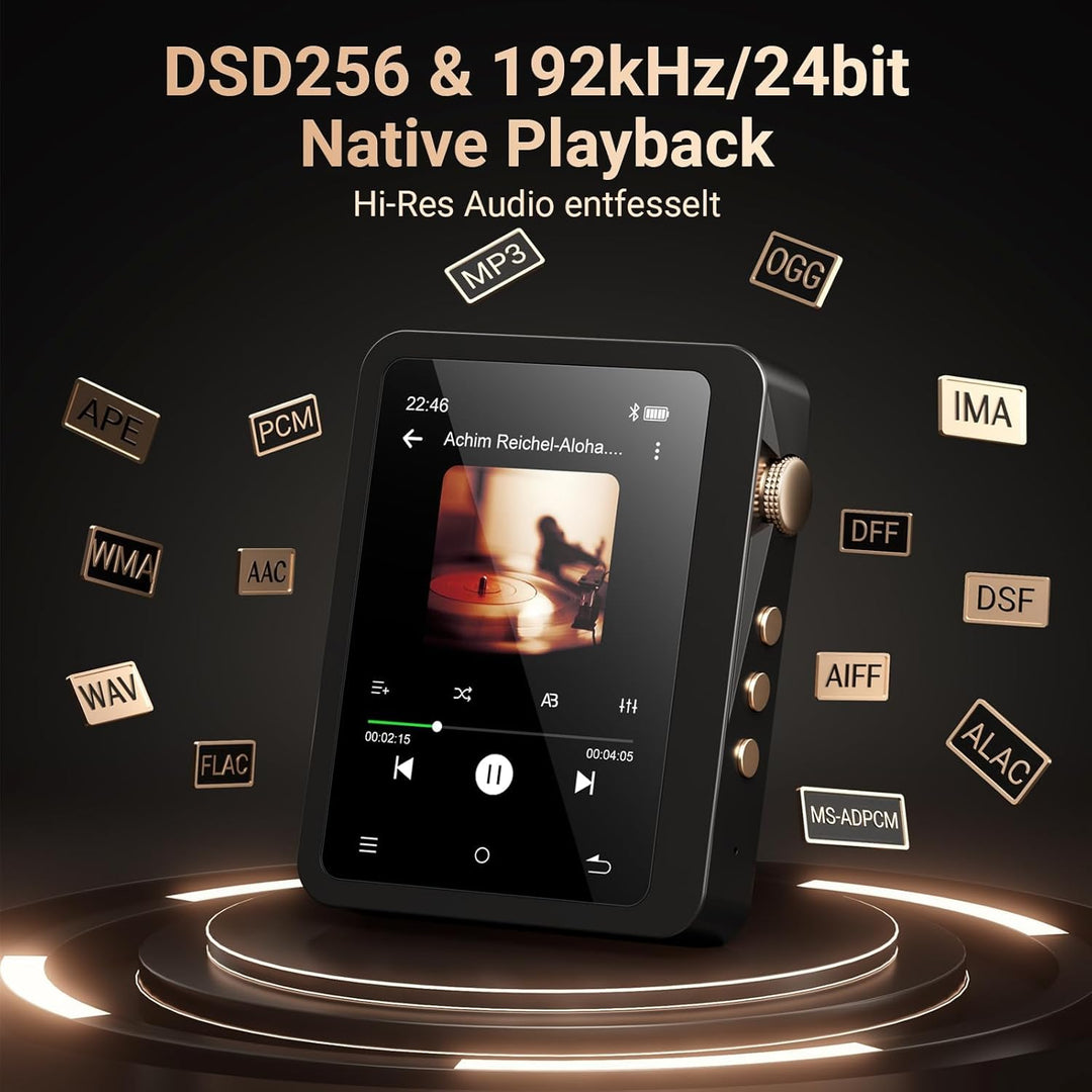 MECHEN 128GB Hi Res MP3 Player Bluetooth, Verlustfreier Hochauflösender Digitaler Ton, DSD DAC FLAC