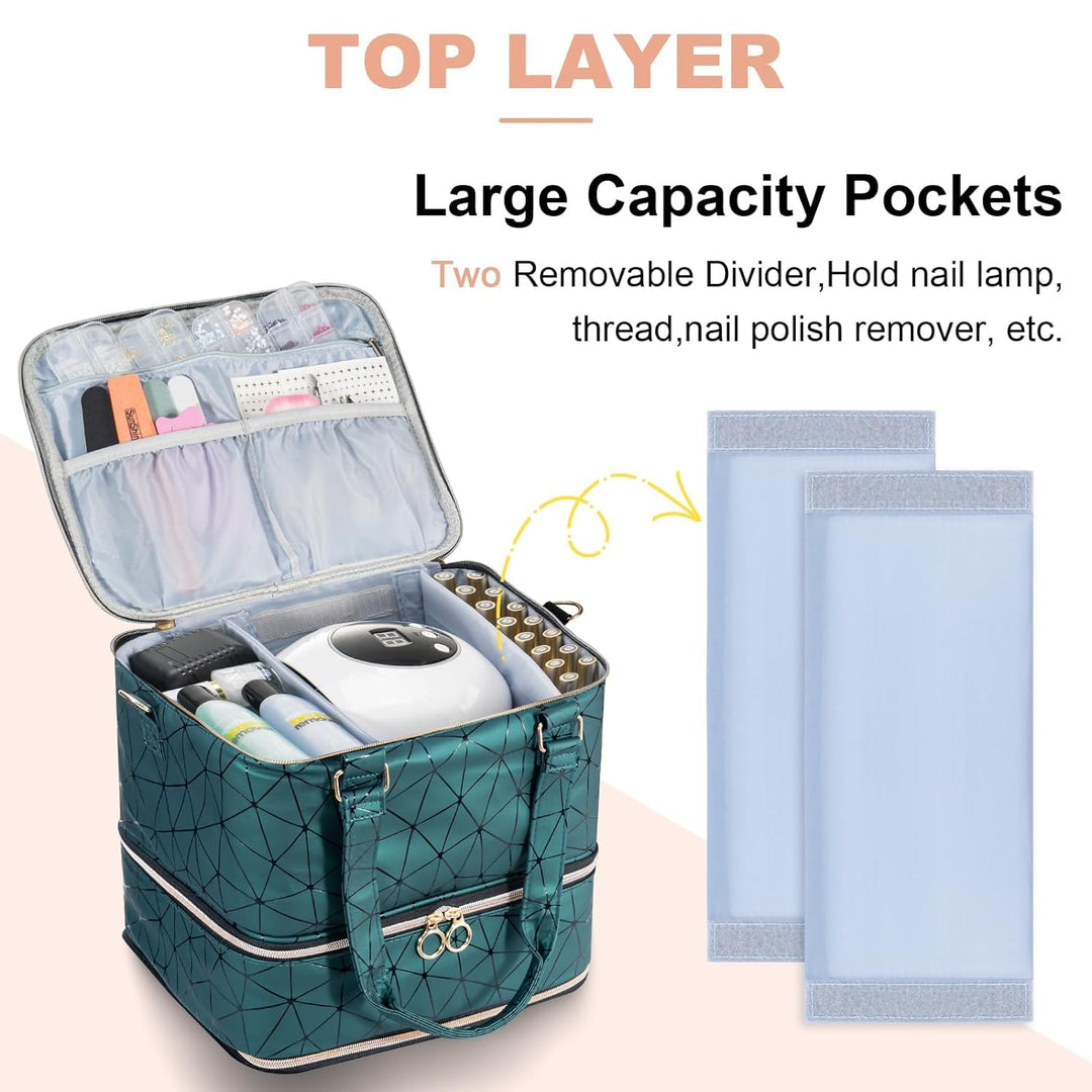 Uross Nagellack Organizer für 84 Nagellackflaschen und 1 LED-Nagellampe, Nagellack Aufbewahrung Tasc