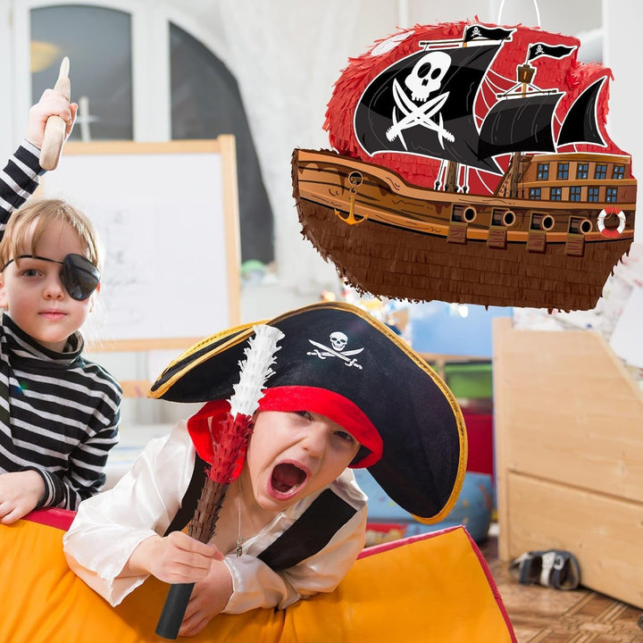 WERNNSAI Piraten Pinata – Pirat Pinata Geburtstag Junge Kinder Piraten Piñata mit Stock Augenbinde P